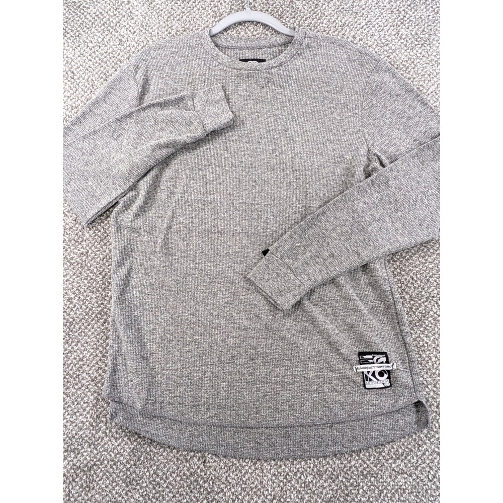 Ecko Unltd Mens Large Gray Waffle Knit Thermal Long Sleeve Shirt Streetwear